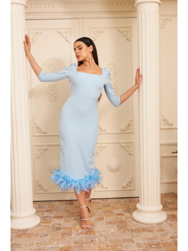 Carmen A Blue Crepe Skirt, Pile Midi Promise Dress.