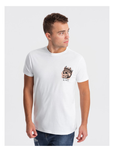 Ombre Men's cotton t-shirt with chest print - white