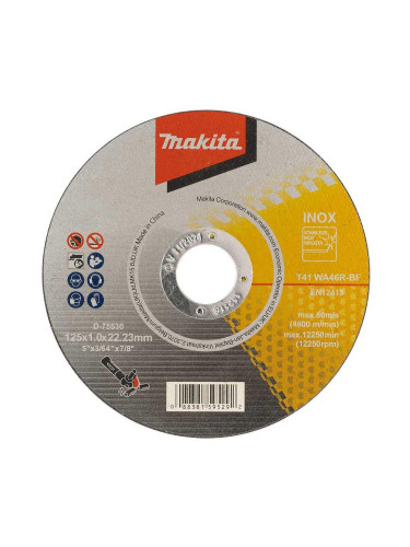 Диск за рязане на метал, INOX, 125x1x22.23мм, Makita D-75530 (WA46R)