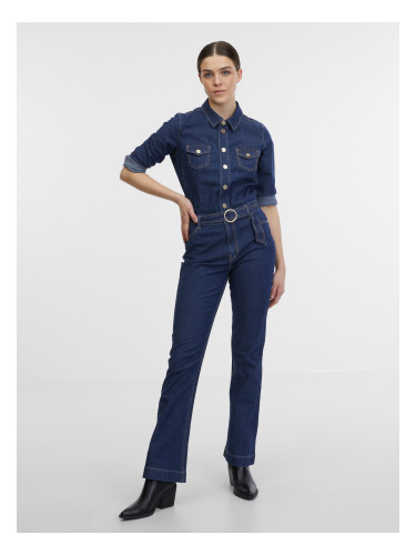 Orsay Navy Blue Women's Denim Jumpsuit - Women's