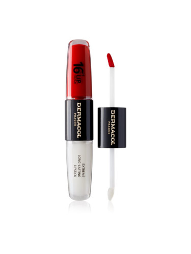 Dermacol 16H Lip Colour дълготрайно червило и гланц за устни цвят 04 Revenge Red 2x4 мл.