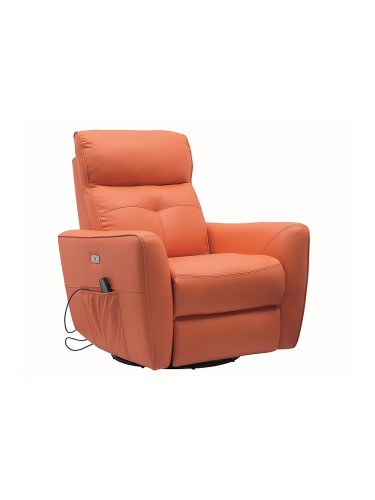 Кресло с масажна функция - оранжева еко кожа