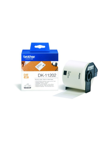 Лента за етикетен принтер Brother тип DK, черно върху бяло, 62mm x 100mm, 300 бр, PN: DK-11202