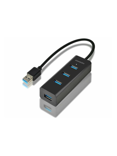 USB Хъб AXAGON HUE-S2B, от USB 3.0(м) към 4x USB 3.0(м), черен, 0.3m