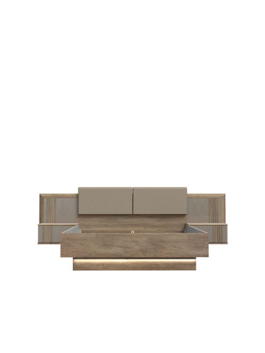 ЛЕГЛО САВОНА ЗА МАТРАК 160/200 С НОЩНИ ШКАФЧЕТА И LED ОСВЕТЛЕНИЕ ДЪБ АНТИК И БЕЖОВ