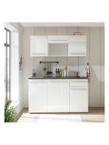 БЯЛА БЛОК КУХНЯ ДЖАЗ С ПЛОТ 160/60/212 СМ