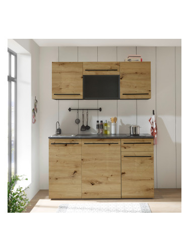 СИВА/ДЪРВЕСНА БЛОК КУХНЯ ДЖАЗ 160/60/212h С ПЛОТ 160/60/2.8h