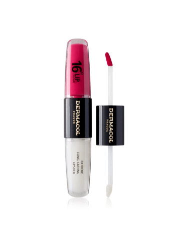 Dermacol 16H Lip Colour дълготрайно червило и гланц за устни цвят 08 Pink Tastic 2x4 мл.