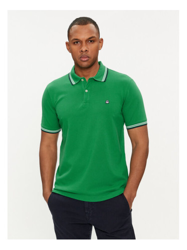 United Colors Of Benetton Тениска с яка и копчета 3WG9J3181 Зелен Regular Fit