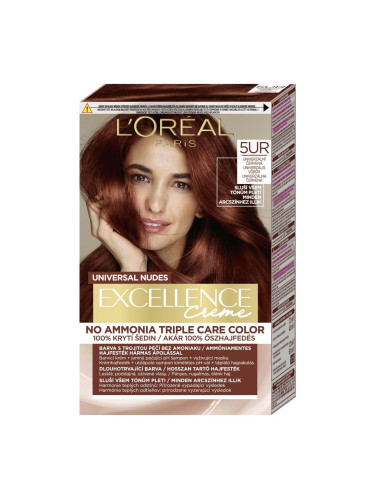L'Oréal Paris Excellence Creme Triple Protection Боя за коса за жени 48 ml Нюанс 5UR Universal Red