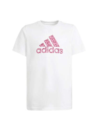 adidas ANIMAL TEE Тениска за момичета, бяло, размер