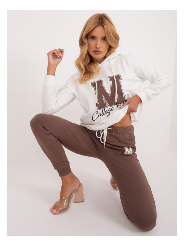 Ecru-brown women's tracksuit with letter M