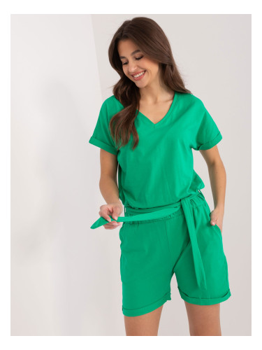 Green summer jumpsuit with shorts