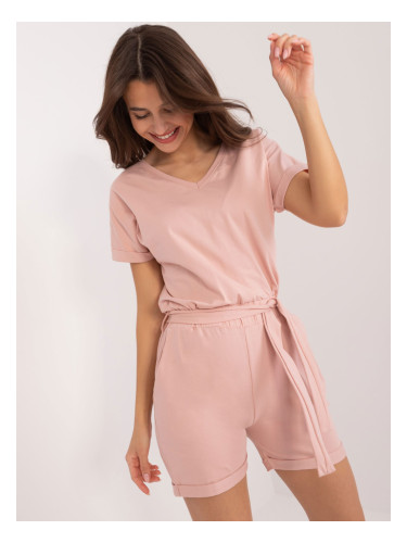 Light pink jumpsuit with elastic waistband