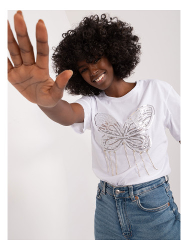 White cotton T-shirt with appliqués