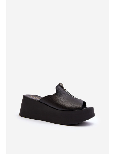 Zazoo 2916 Дамски пързалки на масивна платформа с цип Черни