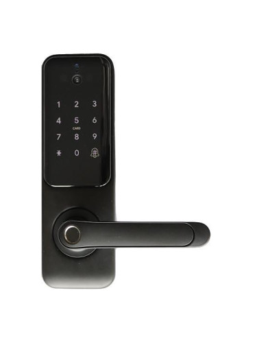 Tuya смарт , WIFI дръжка за врата с RFID чипове (карти), ПИН код , пръстов отпечатък, вграден видео домофон, , черна- ASD H3B-YWV