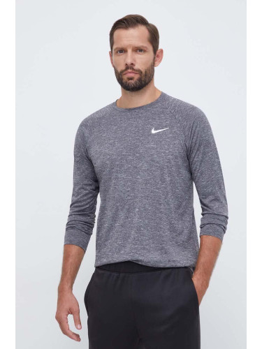 Блуза с дълги ръкави за трениране Nike в сиво с меланжов десен