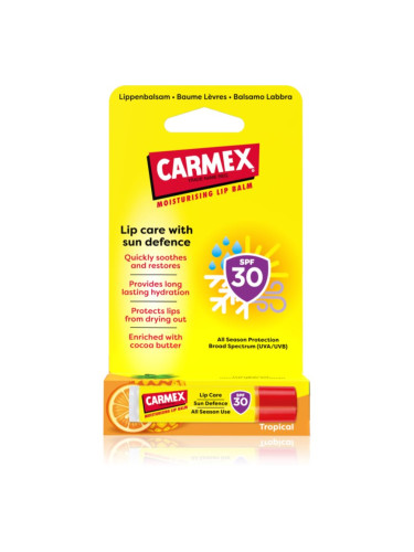 Carmex Tropical Sun Defense защитен балсам за устни SPF 30 4,25 гр.