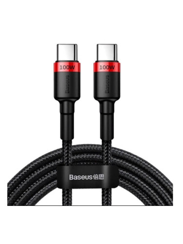 Кабел Baseus Cafule, от USB C(м) към USB C(м), 2m, 100W, черен
