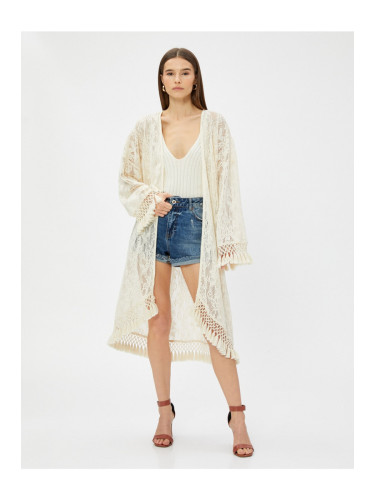 Koton Lace Cardigan with Tassels Relax Fit