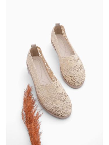 Marjin Women's Knitted Espadrilles Casual Shoes Erlin Beige