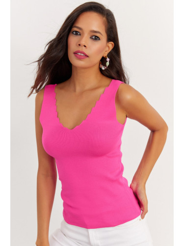 Cool & Sexy Women's Fuchsia Stair Collar Knitwear Blouse YV83