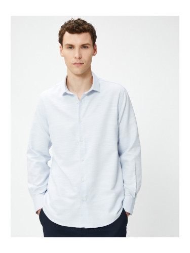 Koton Shirt with an Italian Collar Long Sleeve, Buttoned Non Iron