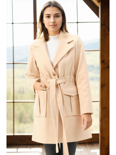 Z6778 DEWBERRY WOMEN'S COAT-DARK BEIGE