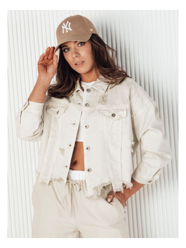 Kurtka damska jeansowa oversize MOLI jasnobeżowa Dstreet