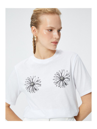 Koton Daisy Printed Cotton T-Shirt