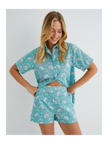 Памучно-вискозна пижама шорти
