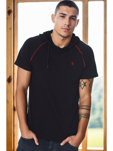 T8570 DEWBERRY HOODED MEN'S T-SHIRT-DARK NAVY BLUE