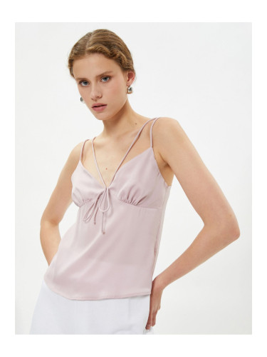 Koton Satin Pajama Top, Athlete, Thin Straps, Tie Detail.