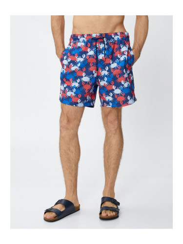 Koton Marine Shorts with a Crab Print Tie Waist, Pocket