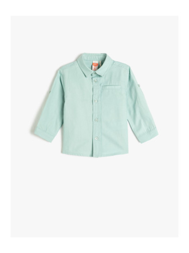 Koton Cotton Shirt Long Sleeved Pocket Detailed