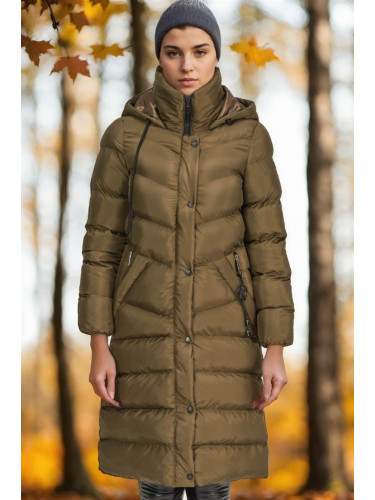 Z6719 DEWBERRY WOMEN'S COAT-PLAIN KHAKI