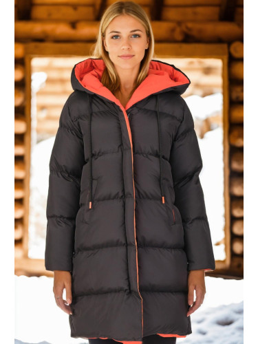 Z6687 DEWBERRY WOMEN'S COAT-BLACK-ORANGE-1