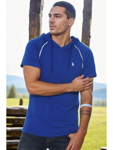 T8570 DEWBERRY HOODED MEN'S T-SHIRT-OUTDOOR SAX