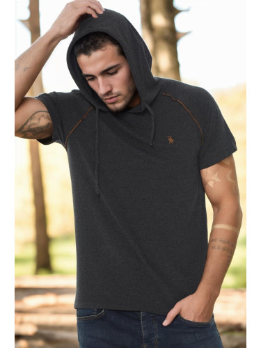 T8570 DEWBERRY HOODED MEN'S T-SHIRT-DARK ANTHRACITE