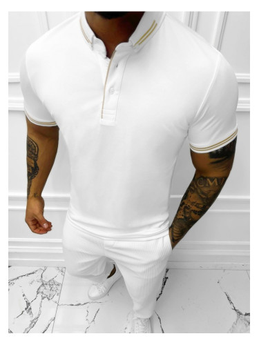 Мъжка блуза тип риза в бял цвят E/1040