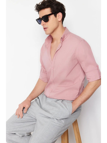 Trendyol Dusty Rose Slim Fit Shirt with Epaulets on Sleeves