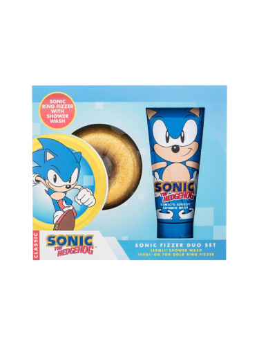 Sonic The Hedgehog Bath Fizzer Duo Set Подаръчен комплект разтворима бомбичка за вана 150 g + душ гел Sonic´s Speedy 150 ml