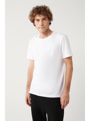 Avva Men's White Ultrasoft Crew Neck Plain Regular Fit Modal T-shirt