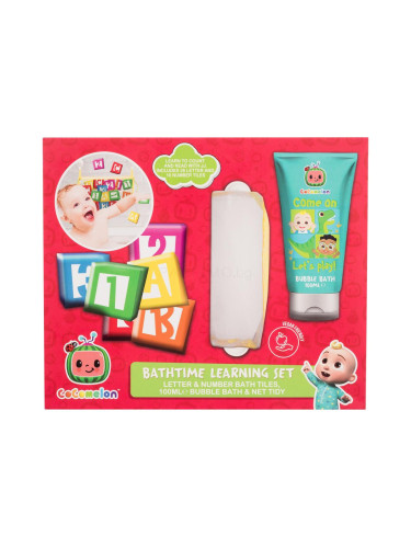 Cocomelon Bathtime Learning Set Подаръчен комплект пяна за вана 100 ml + кубчета за игра + торбичка за играчки