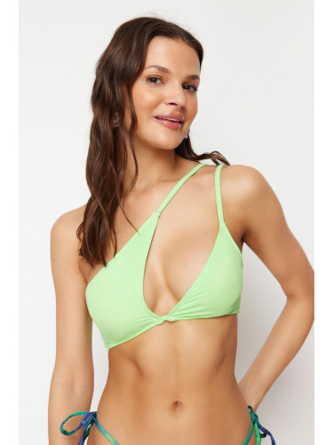 Trendyol Green One-Shoulder Cut Out/Windowed Bikini Top