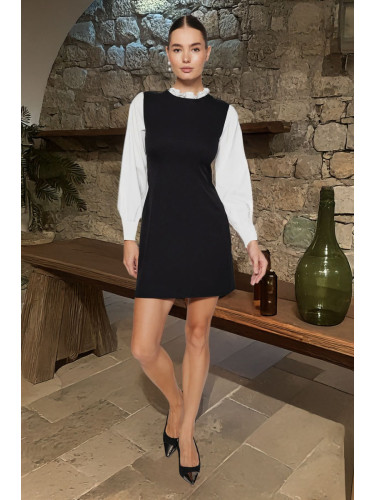 Trendyol Black A-Line Shirt Detailed Mini Woven Dress