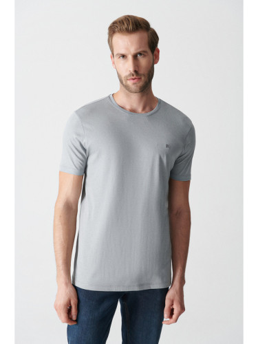 Avva Men's Gray Ultrasoft Crew Neck Cotton Slim Fit Slim Fit T-shirt
