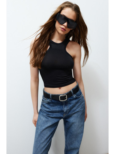 Trendyol Black Strap Flexible Fitted Knitted Undershirt