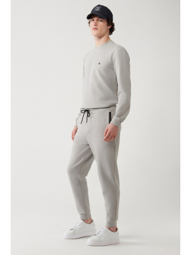 Avva Gray Sweatpants Flexible Soft Texture Interlock Fabric Elastic Leg Unisex Regular Fit